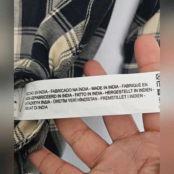 Zara Small Plaid Floral Embroidered Beaded Pearl Snap Button Down Shirt/Blouse - Picture 5 of 13